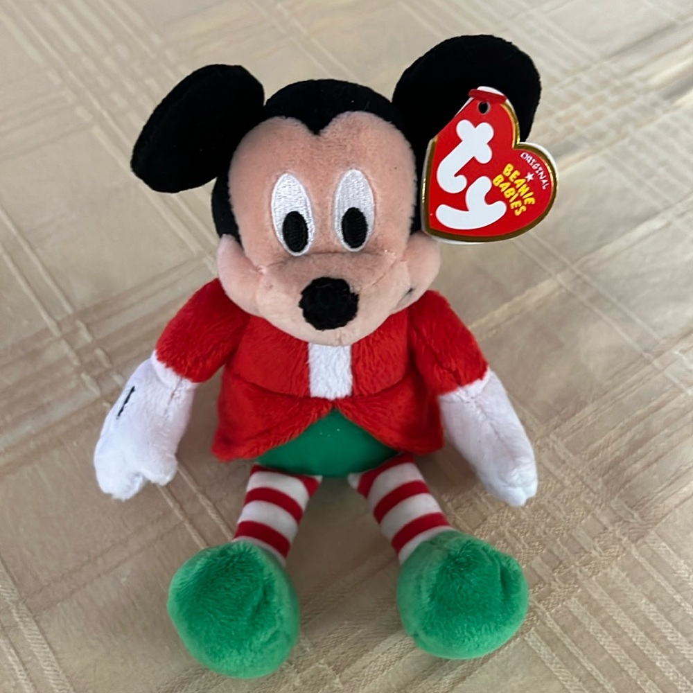 Mickey Mouse Santa Ty Beanie Babies Vintage NWT